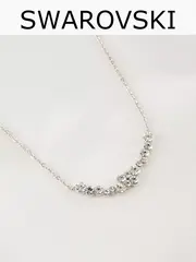 Тонкое колье Млечный путь с белыми кристаллами Swarovski в родии