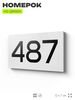 Номер на дверь 487, табличка на дверь для офиса, квартиры, кабинета, аудитории, склада, белая 120х70 мм, Айдентика Технолоджи