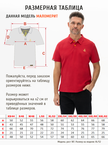 Поло красного цвета мужское