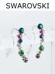 Серьги-клаймберы Млечный путь с разноцветными кристаллами Swarovski