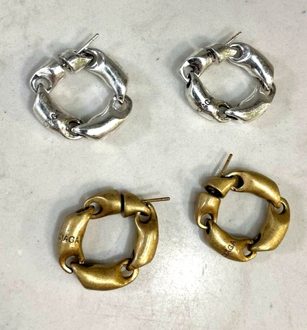 Серьги-конго из звеньев BALENCIAGA матовое золото/серебро
