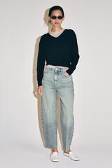 ZARA ДЖИНСЫ TAPERED С ВЫСОКОЙ ПОСАДКОЙ — ZW COLLECTION, ГОЛУБОЙ