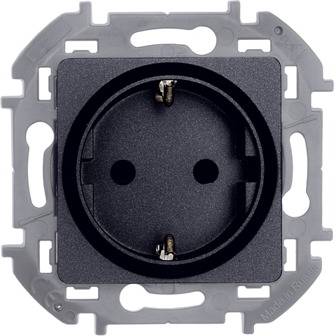 Розетка с заземлением - Legrand Inspiria - со шторками 16А 250В винтовые зажимы - антрацит