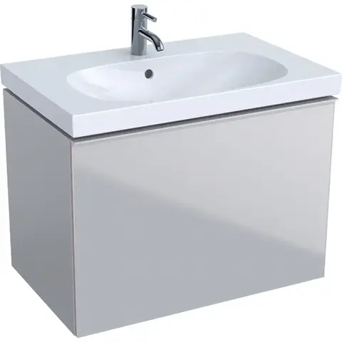 Geberit Acanto 500.611.JL.2 Тумба под раковину, 74x53.5x47.5см, песчаный глянец / матовый песочно-серый, песчаный глянец / глянцевое стекло