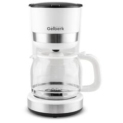 Кофеварка электр, капельная, 1.5 л, Gelberk, 1000 Вт, 12, автооткл, пластик ручка, бел, GL-CD209