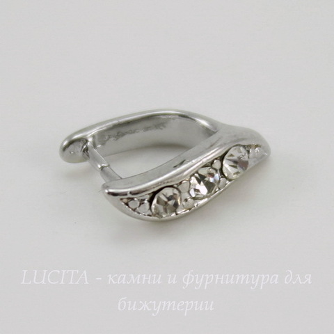 Держатель для кулона со стразами 12х9х3,5 мм (цвет - платина)