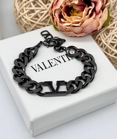 Браслет-цепь крупная VALENTINO в черном родаже