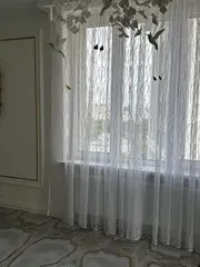 Тюль сетка Жаккард белая 250 х 150 см 2 шт