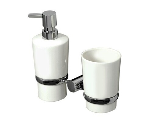 WasserKRAFT K-28289 Держатель стакана и дозатора, цвет: хром, белый