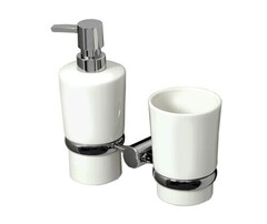 WasserKRAFT K-28289 Держатель стакана и дозатора, цвет: хром, белый фото