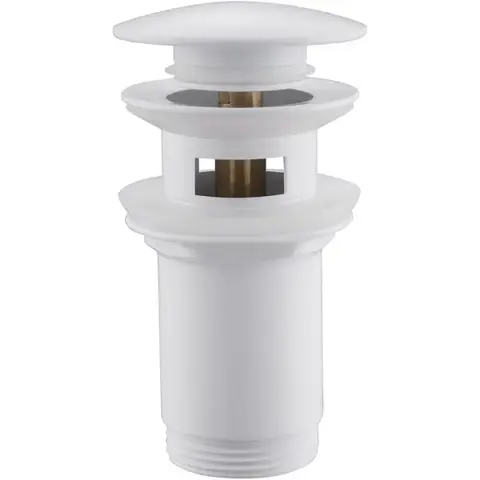 Abber AF0009W Донный клапан для раковины с переливом, цвет: белый