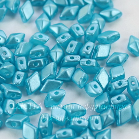 Бусина DiamonDuo mini Ромб с 2 отверстиями, 6х4 мм, голубая