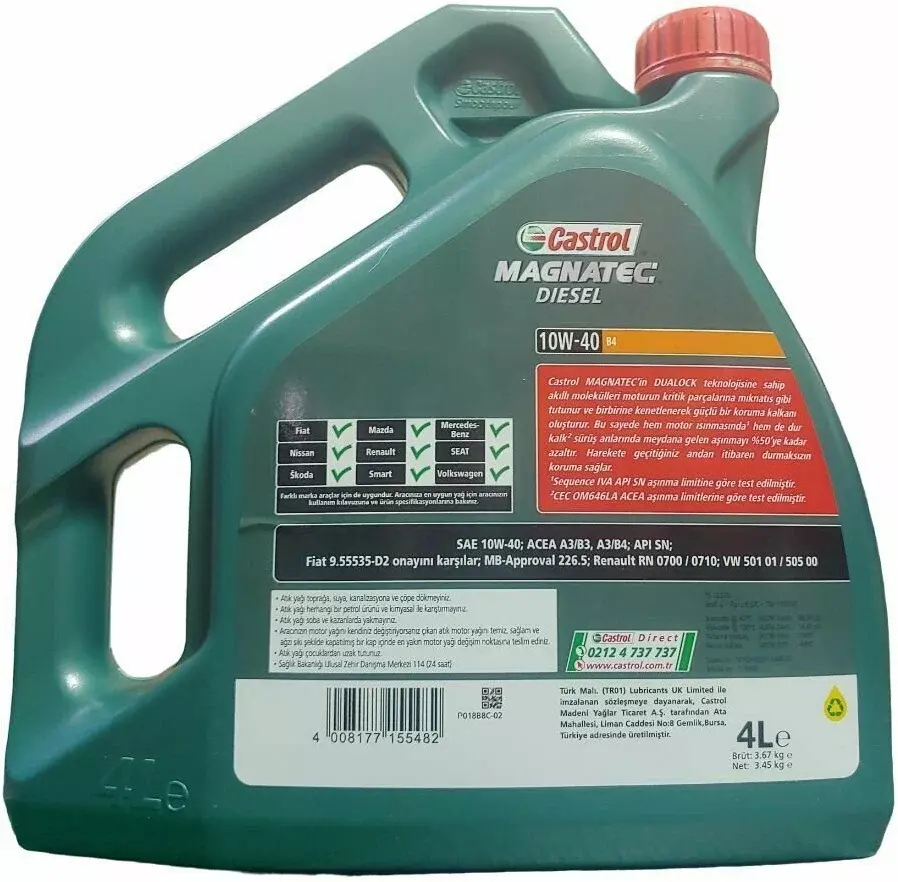 Масло моторное Castrol Magnatec Diesel B4 10W40 полусинтетическое 4 л
