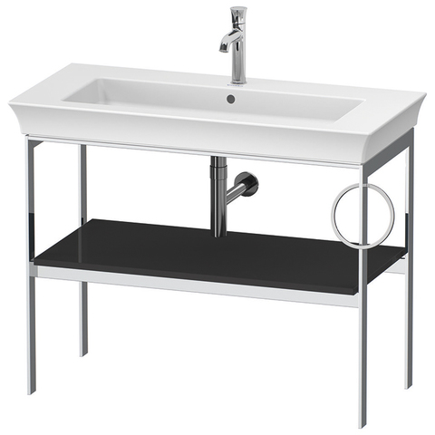 Duravit White Tulip WT4544RH1H1 Металлическая консоль, 760x984x450 мм, напольная, 1 дерев.полка, п/держ. справа, цвет: Graphite HighGloss