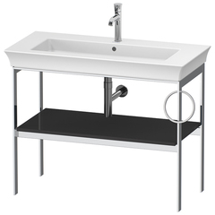 Duravit White Tulip WT4544RH1H1 Металлическая консоль, 760x984x450 мм, напольная, 1 дерев.полка, п/держ. справа, цвет: Graphite HighGloss фото