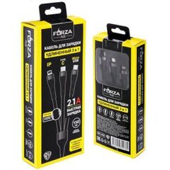 Кабель для зарядки FORZA 3в1 microUSB/TypeC/iP, 2.1А, 1.5м