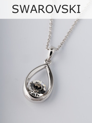 Кулон-капля Белла с белым кристаллом Swarovski в родии