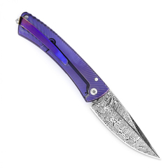Фото Нож складной LionSteel TiSpine Diamond, сталь дамаск с рисунком 