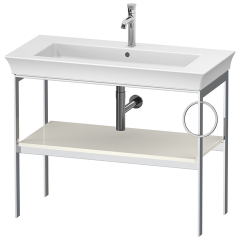 Duravit White Tulip WT4544RH4H4 Металлическая консоль, 760x984x450 мм, напольная, 1 дерев.полка, п/держ. справа, цвет: Nordic White HighGloss