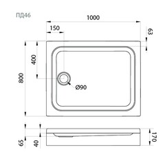 Поддон душевой 100x80 низкий