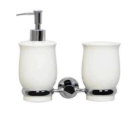 WasserKRAFT K-24289 Держатель стакана и дозатора, цвет: хром, белый