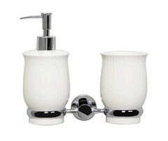 WasserKRAFT K-24289 Держатель стакана и дозатора, цвет: хром, белый фото