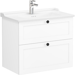 VitrA Root Classic 68869 Тумба 80 см с классической раковиной, 2 ящика, матовый белый фото