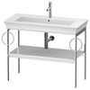 Duravit White Tulip WT4547B8585 Металлическая консоль, 760x984x450 мм, напольная, 1 дерев.полка, 2 п/держ., цвет: белый высокоглянцевый