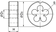 Thorvik MDG508 Плашка D-DRIVE круглая ручная с направляющей в наборе М5х0.8, HSS, Ф25х9 мм 52861