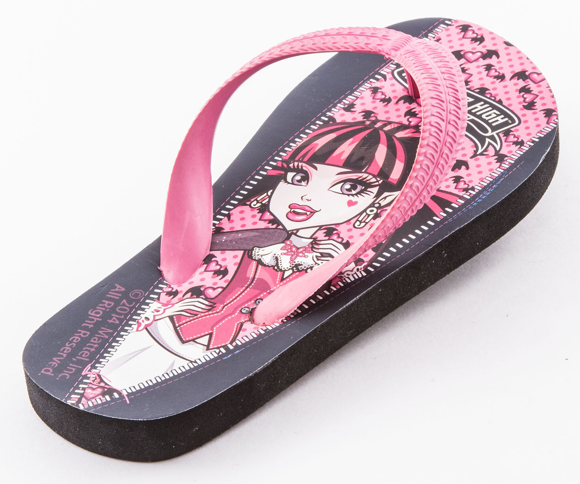 Шлепанцы Монстер Хай (Monster High) пляжные сланцы для девочек, цвет черный розовый
