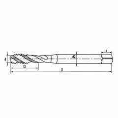 Метчик М 8,0х1,25 (Машинный, винт., XL) HSSE-TiN 6h C/2-3P R45 150мм a=5,0 H-Tools 32084THT
