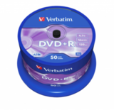 Оптический диск Verbatim DVD+R 4.7GB 16X AZO Matt Silver, Spindle, 50 шт