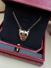 Колье цепочка с подвеской голова ПАНТЕРЫ коллекция PANTHERE качество rose/white VGOLD
