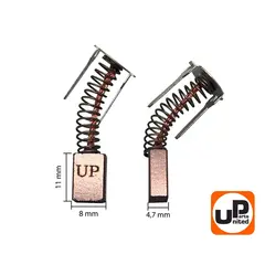 Щетка графитовая UNITED PARTS для BOSCH GSR140,180-Li (аналог 1607000CZ1)  4,7х8х11мм (90-0807)