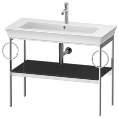 Duravit White Tulip WT4547BH1H1 Металлическая консоль, 760x984x450 мм, напольная, 1 дерев.полка, 2 п/держ., цвет: Graphite HighGloss фото