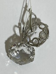 Горный хрусталь 502  (серьги из серебра)