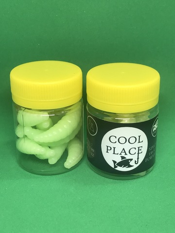 Форелевая силиконовая приманка COOL PLACE MAGGOT 1.6  цвет GLOW ( ЗЕЛЁНОЕ СВЕЧЕНИЕ) СЫР