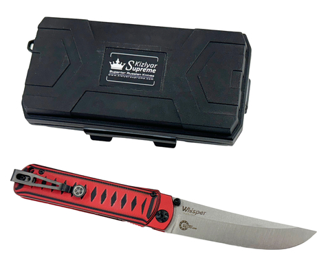Складной нож Whisper сталь CPM S35VN StoneWash, Red, на подшипнике, Kizlyar Supreme, 4610094296591