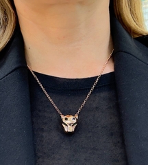 Колье цепочка с подвеской голова ПАНТЕРЫ коллекция PANTHERE качество rose/white VGOLD
