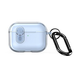 Чехол синий прозрачный для наушников AirPods Pro 3, серия PECL Series от Dux Ducis, в комплекте с карабином
