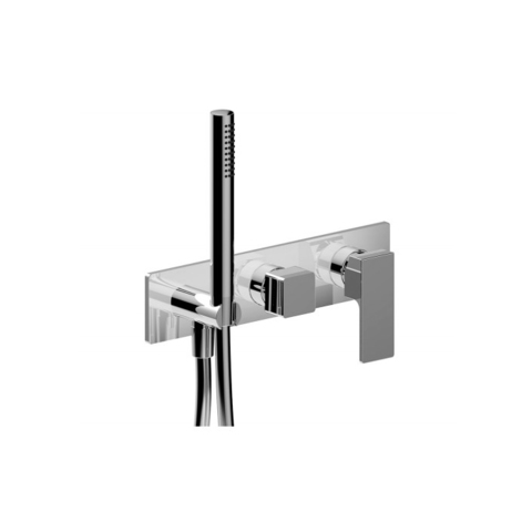 Fantini Mint 34 93 F784B Смеситель для душа встраиваемый на 2 источника с ручн. душем наружняя часть, цвет: нержавеющая сталь