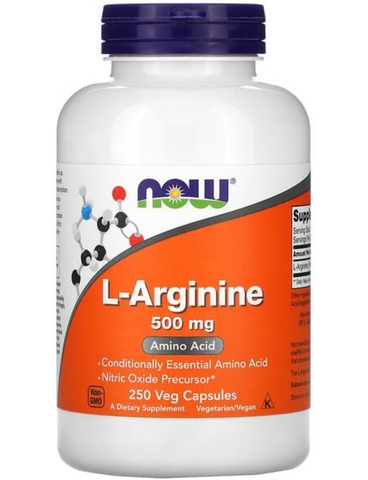 Now foods, L-аргинин, 500 мг, 250 вегетарианских капсул