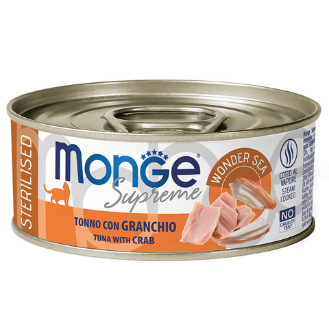 Monge Supreme sterilized для стерилизованных кошек из тунца с крабом 80г