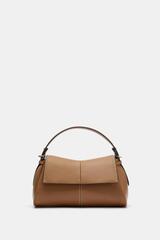 ZARA СУМКА С ДЕКОРАТИВНОЙ СТРОЧКОЙ, ТЕМНЫЙ РЫЖЕВАТО-КОРИЧНЕВЫЙ