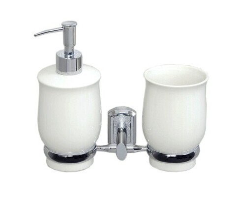 WasserKRAFT K-24189 Держатель стакана и дозатора, цвет: хром, белый