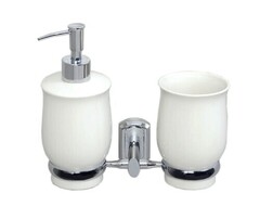 WasserKRAFT K-24189 Держатель стакана и дозатора, цвет: хром, белый фото