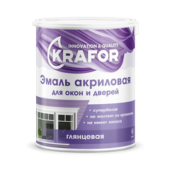 ЭМАЛЬ АКРИЛОВАЯ  ДЛЯ ОКОН И ДВЕРЕЙ СУПЕРБЕЛАЯ 3 КГ (1) "KRAFOR"