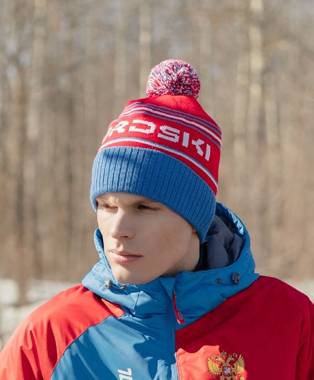 Теплая шапка Nordski Stripe RUS синяя - 4