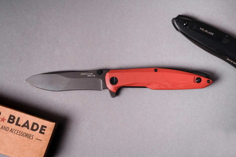 Складной нож Convair Gen.2, D2, Black Stonewash, G10 Red