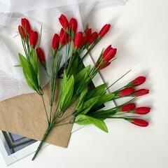 Крокусы-подснежники искусственные, красные, 33 см, больше 60 бутонов в наборе, набор 3 букета